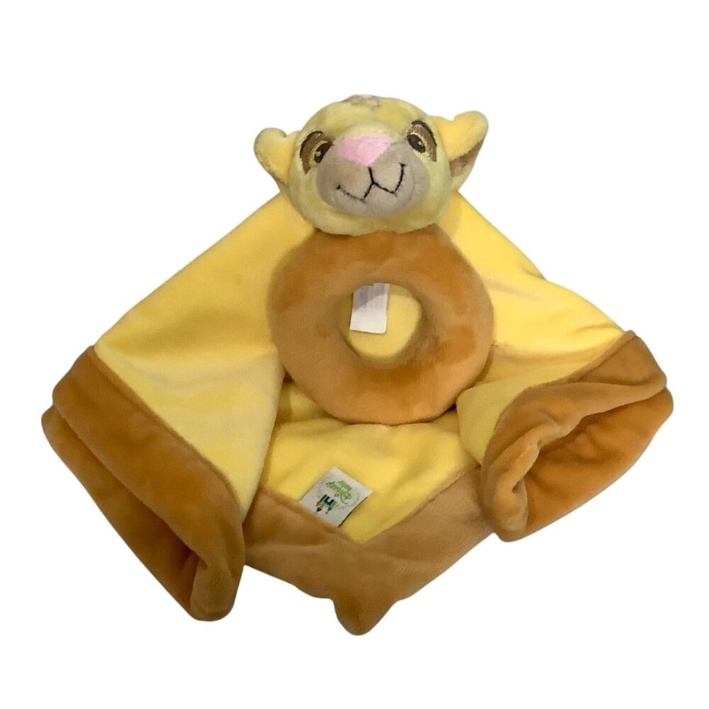 Disney Baby Simba‎ Lovey Plush Blanket & Rattle Toy 14"x14" Soft